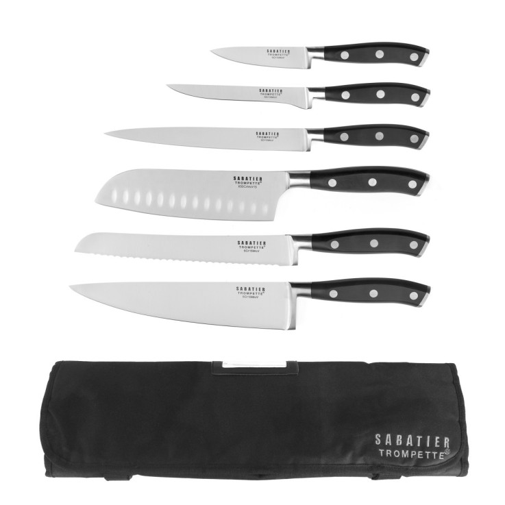 Trousse souple de 6 couteaux de cuisine en inox Vulcano par Sabatier Trompette