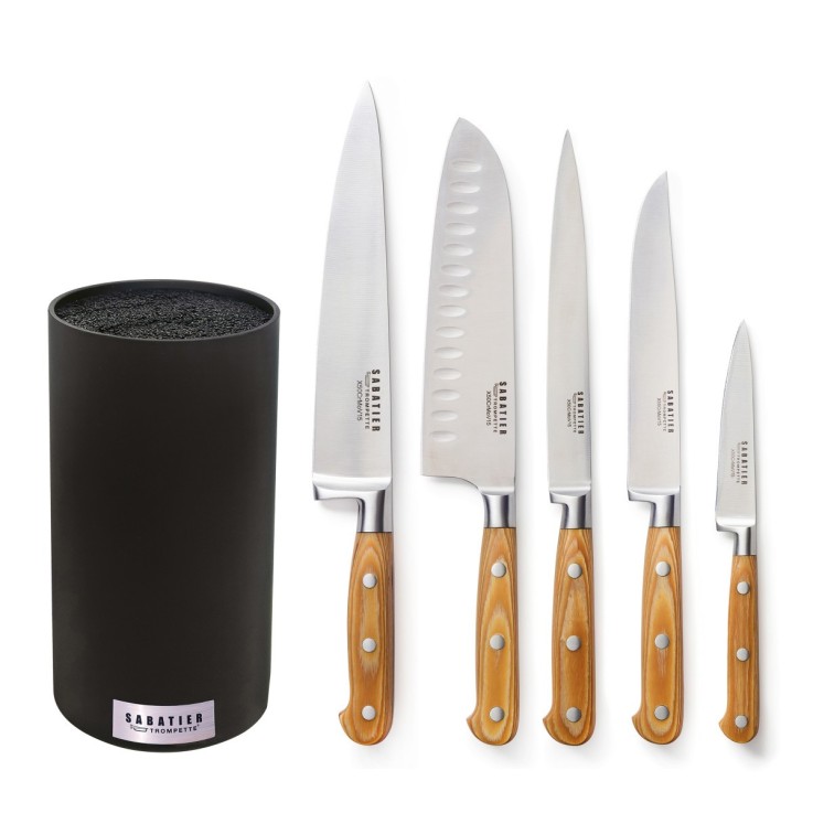 Bloc noir de 5 couteaux de cuisine Essentiel par Sabatier Trompette en inox