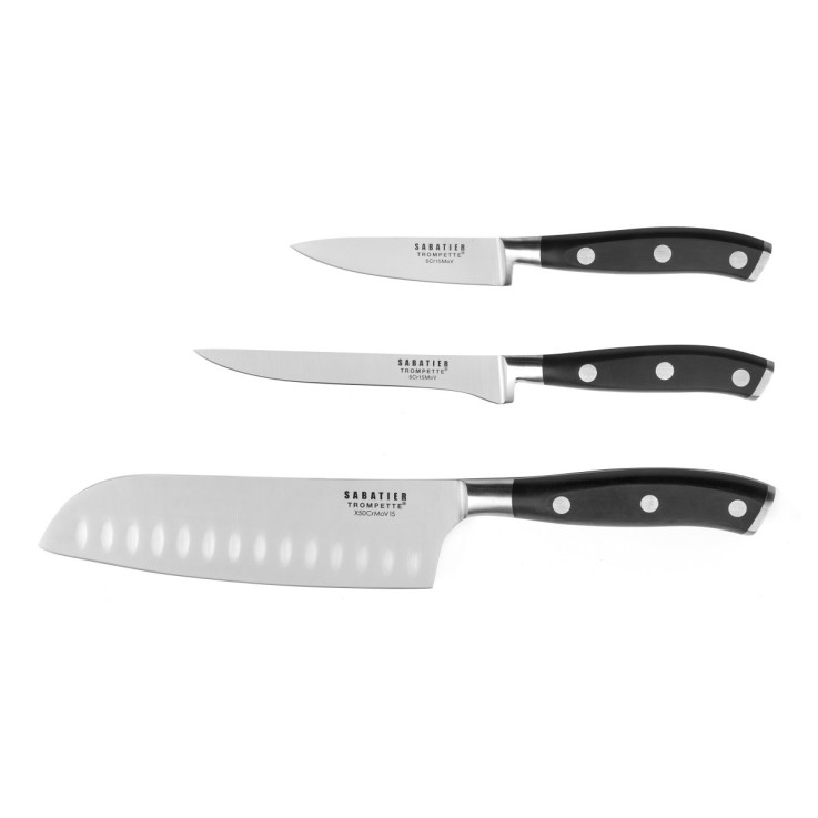 Set 3 couteaux de cuisine en inox Vulcano