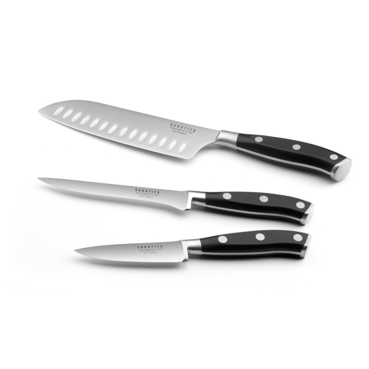 Set 3 couteaux de cuisine en inox Vulcano