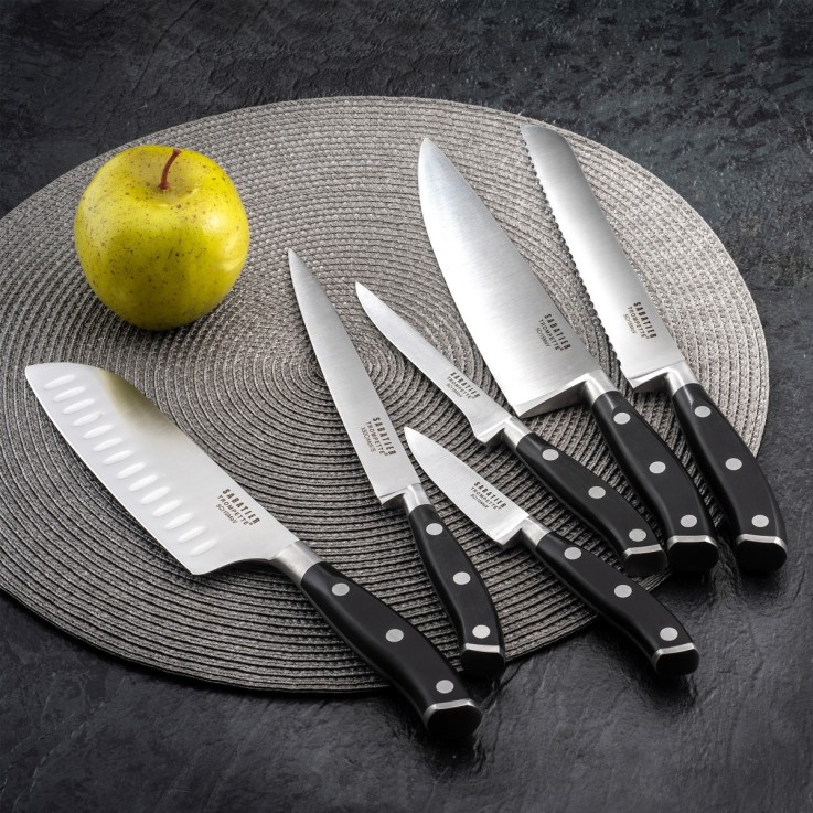 Set 3 couteaux de cuisine en inox Vulcano