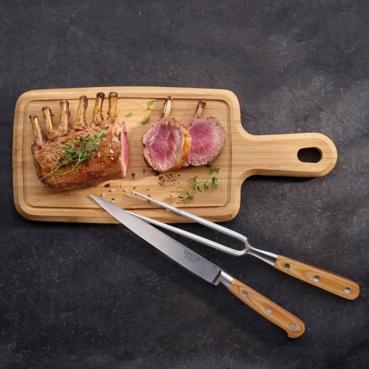Couteau et fourchette à découper en inox Essentiel