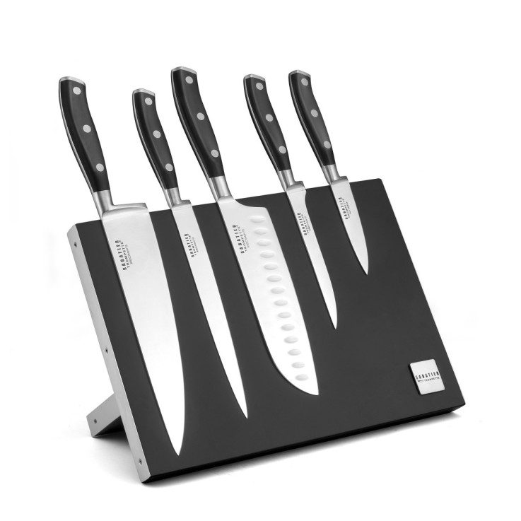 Bloc magnétique 5 couteaux de cuisine en inox gamme Vulcano
