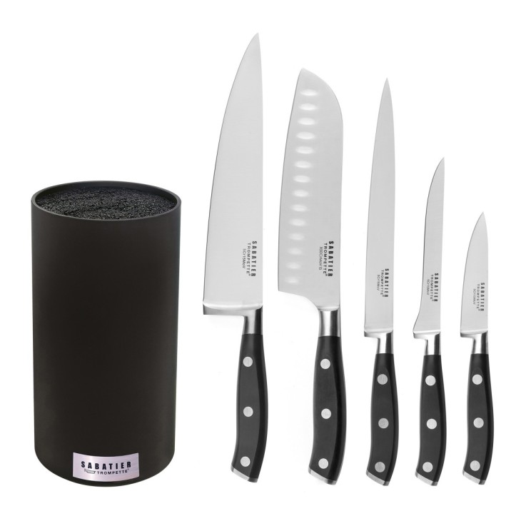 Bloc spaghetti 5 couteaux de cuisine en inox Vulcano