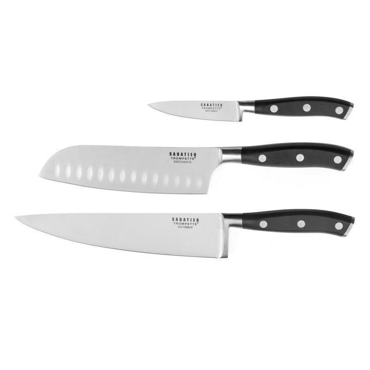 Ensemble 3 couteaux de cuisine en inox Vulcano