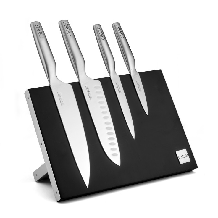 Bloc magnétique 4 couteaux de cuisine en inox Office