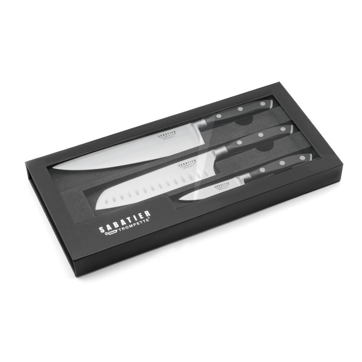 Coffret magnet avec 3 couteaux de cuisine en inox Vulcano
