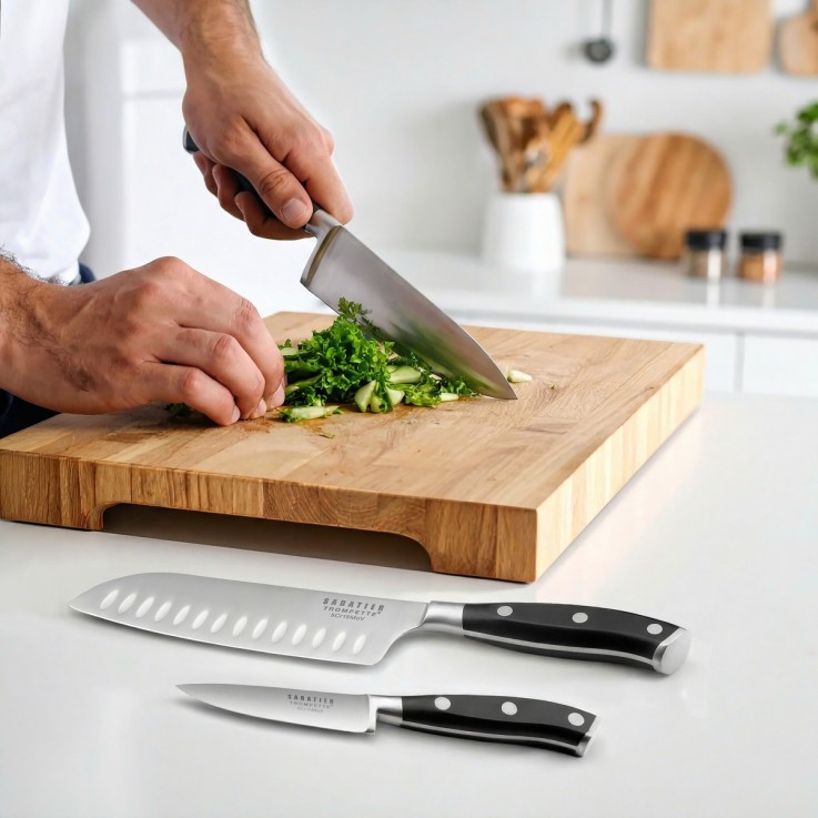 Coffret magnet avec 3 couteaux de cuisine en inox Vulcano
