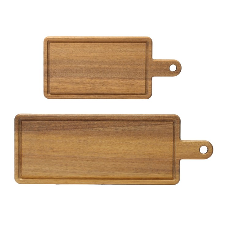 Set de 2 planches à découper rectangulaires avec poignées et rigoles