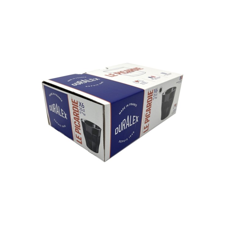 Boîte de 6 Gobelets Picardie noir 25 cl en verre