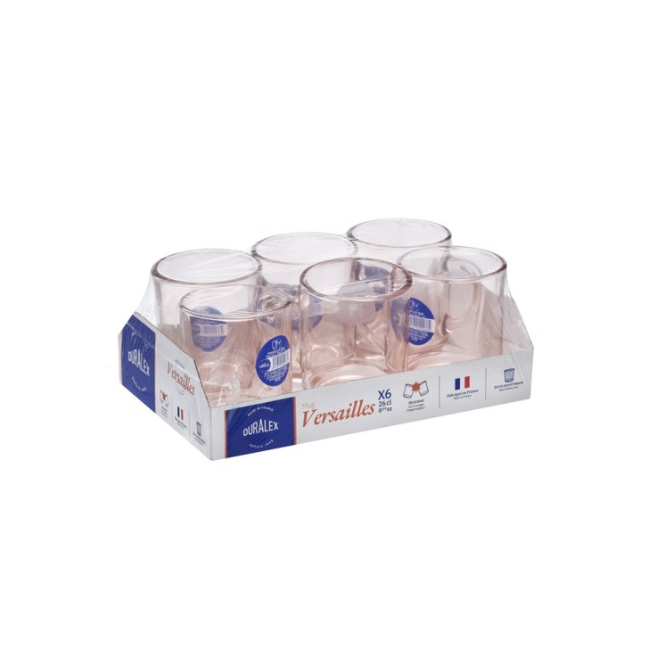 Mug Versailles Lys rose 26 cl (lot de 6) en verre
