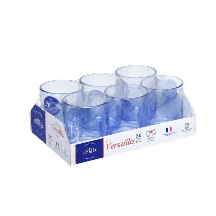 Mug Versailles Lys marine 26 cl (lot de 6) en verre