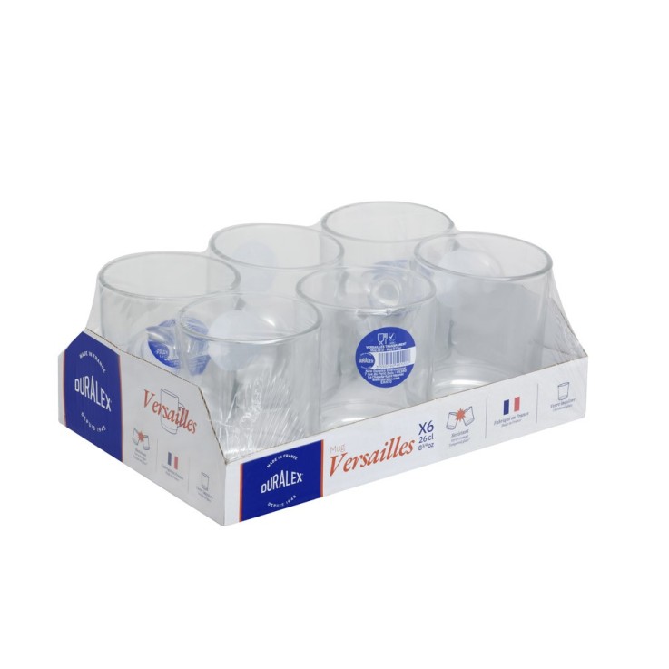 Mug Versailles Lys transparent 26 cl (lot de 6) en verre