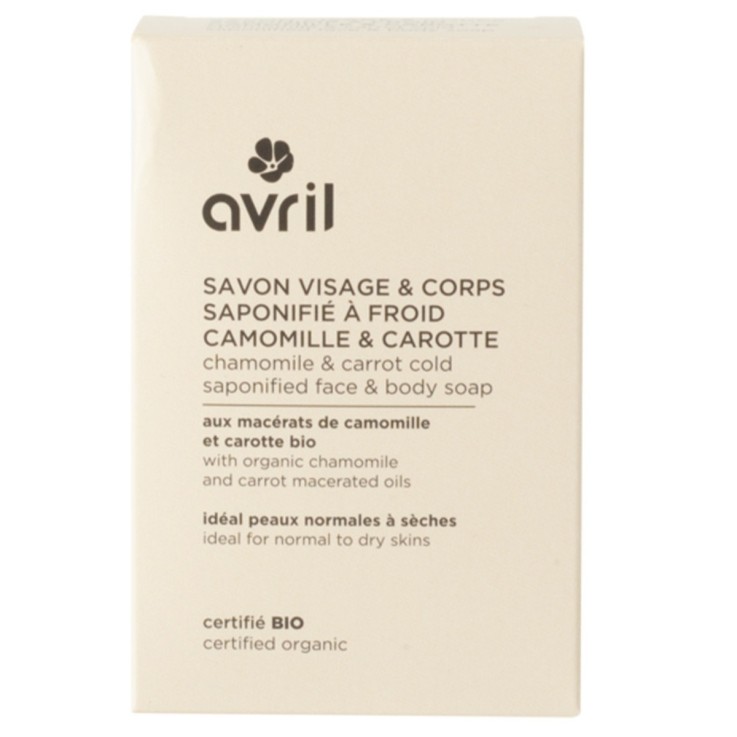 Savon visage & corps Bio saponifié à froid camomille et carotte