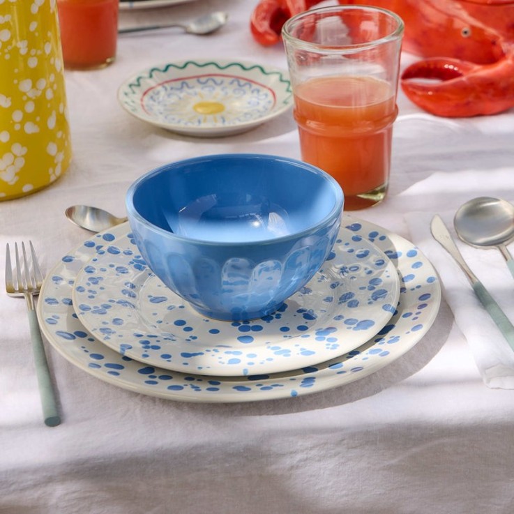 Assiette à Dîner Bleu Rafaela en grès
