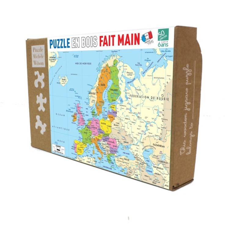 Puzzle en bois 50 pièces Carte d'europe