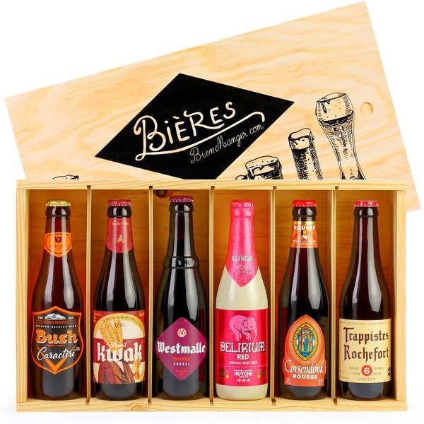 Caisse bois de 6 bières belges de caractère - Caisse 6 bouteilles 33cl