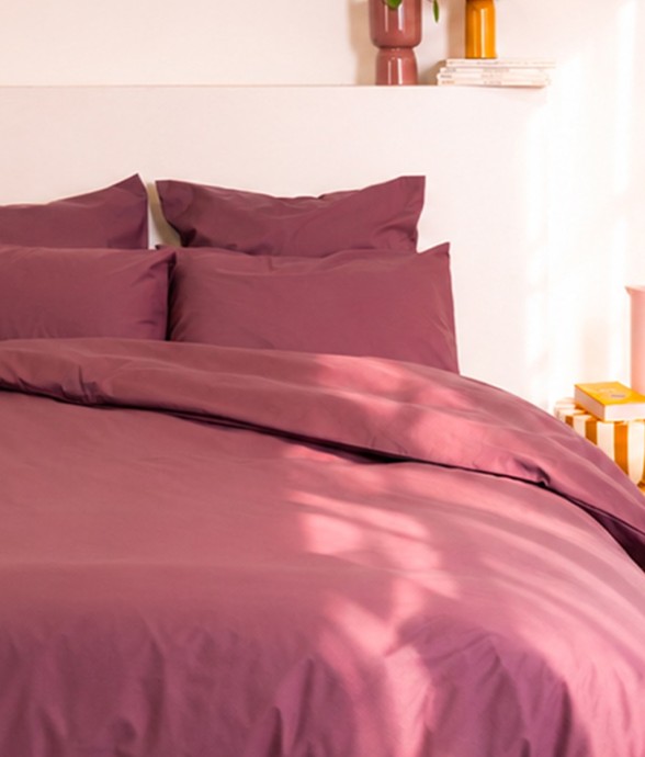 Parure de lit unie prune en...