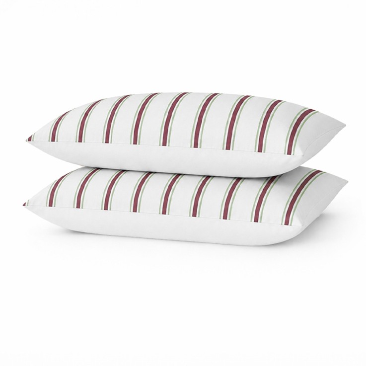 Lot de 2 taies d’oreiller imprimées en percale de coton bio, LA RAYURE BICOLORE