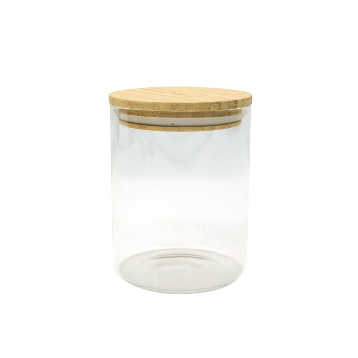 Boîte de conservation en verre 0,9L avec couvercle en Bambou Fackelmann Nature