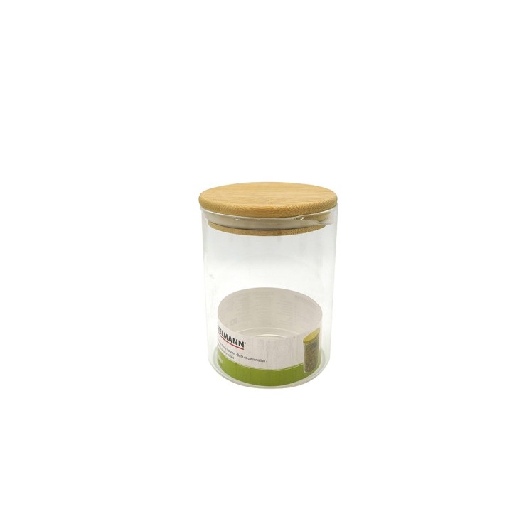 Boîte de conservation en verre 0,9L avec couvercle en Bambou Fackelmann Nature