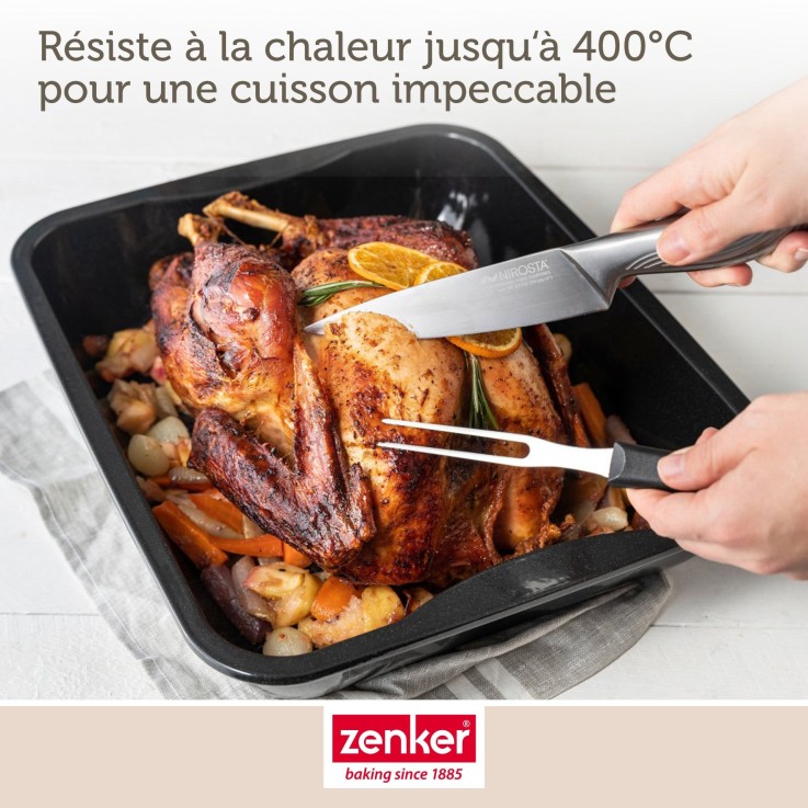 Lot de 2 plats four 40/34/8 cm en acier émaillé avec 2 ustensiles Zenker Special cooking