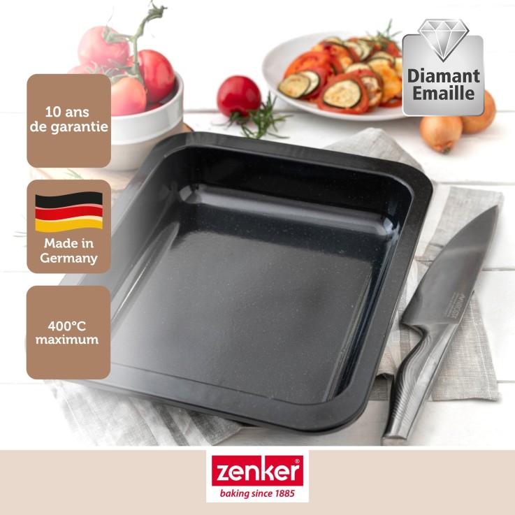 Lot de 2 plats four 33/33 cm en acier émaillé avec 2 ustensiles Zenker Special cooking