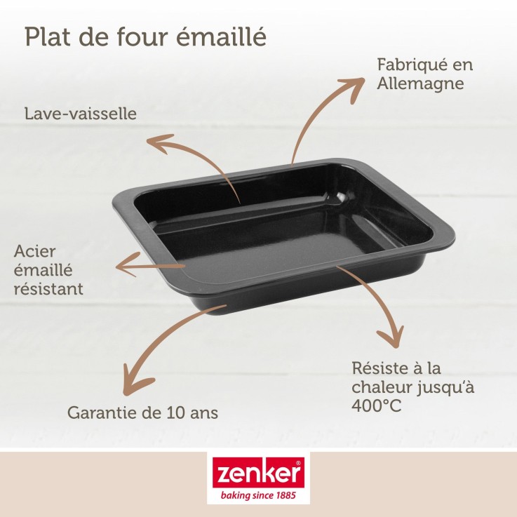Lot de 2 plats four 33/33 cm en acier émaillé avec 2 ustensiles Zenker Special cooking