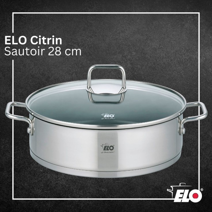 Sautoir 28 cm en acier inoxydable 18/10 antiadhésif Elo Citrin