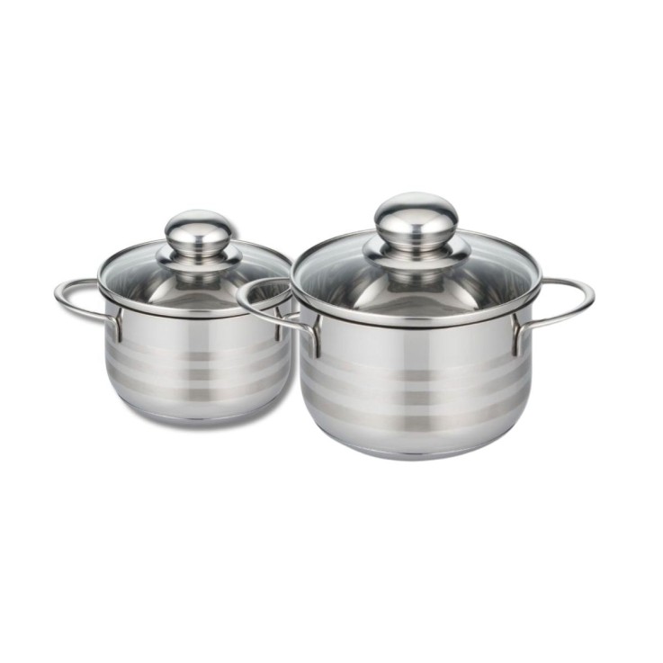 Lot de 2 faitouts 16 et 20 cm en acier inoxydable sans PFAS Elo Brillant