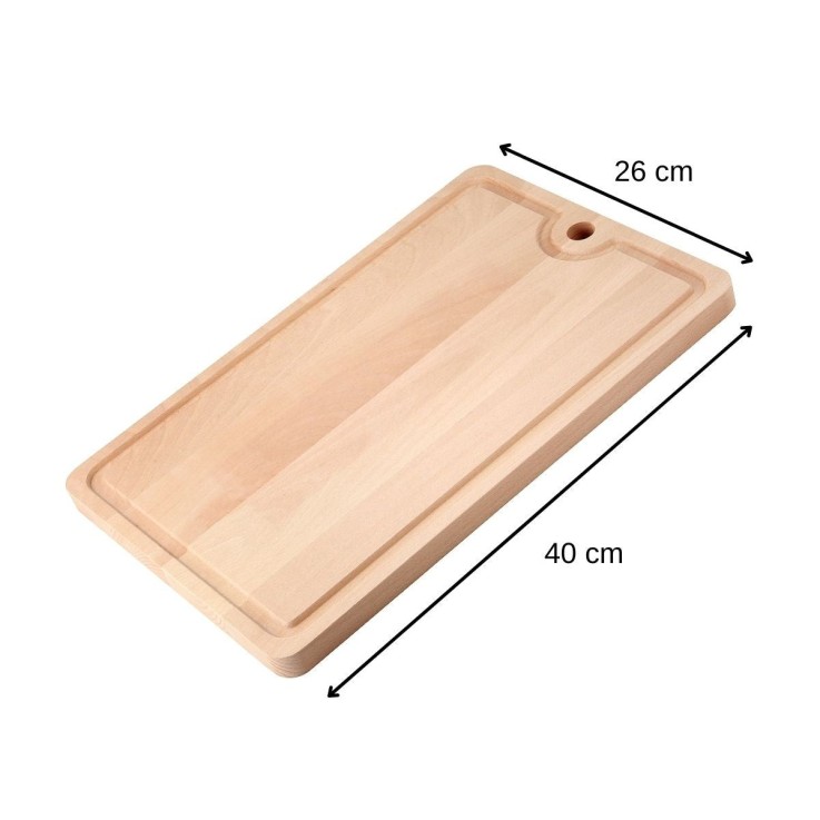 Planche à découper en bois avec récupérateur de jus 40 x 26 cm Fackelmann Wood Edition