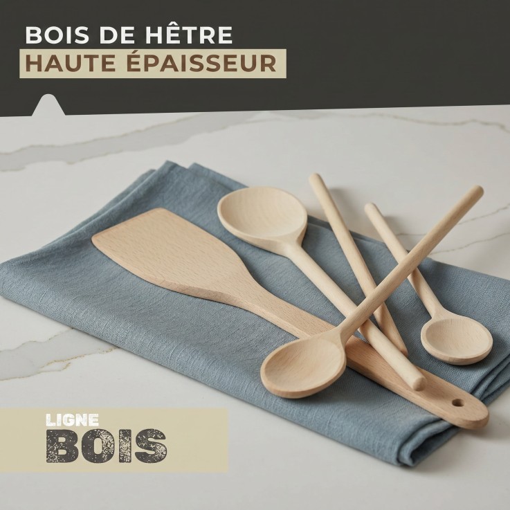 Set de 4 ustensiles de cuisine en bois FSC Fackelmann Nature