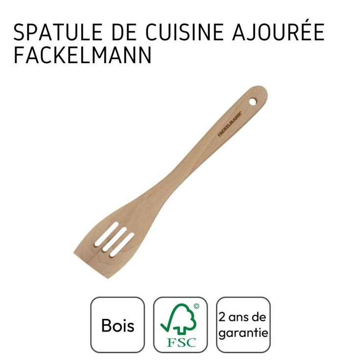 Set de 2 ustensiles de cuisine spatule en bois Fackelmann Nature
