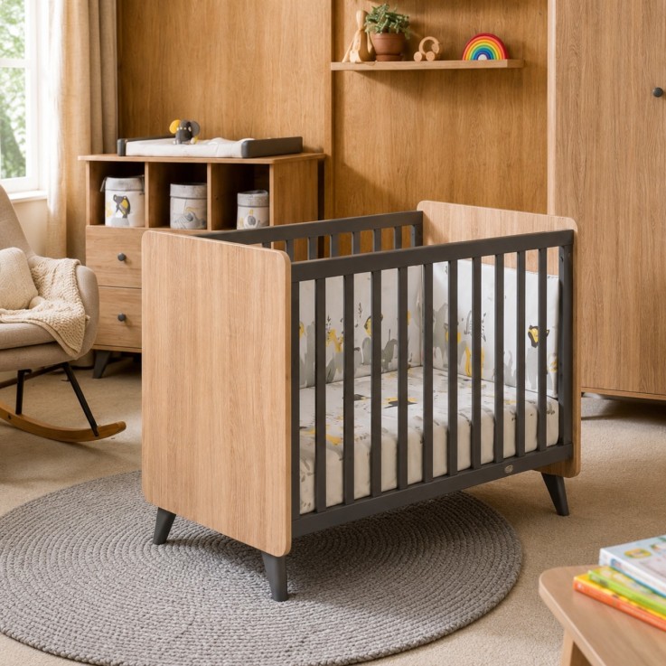 Lit bébé 60x120 décor bois chêne