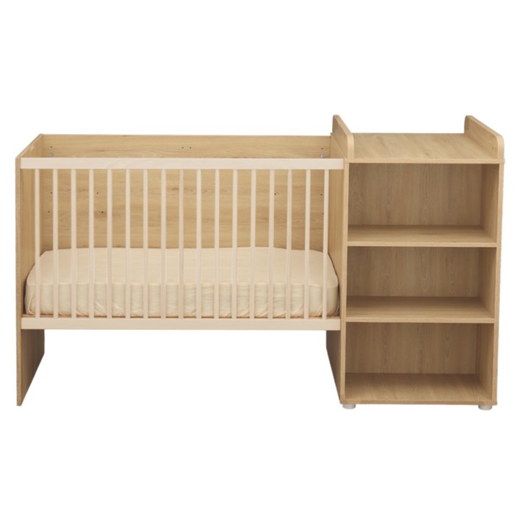 Lit combiné 60x120 évolutif en 90x190 décor bois hêtre