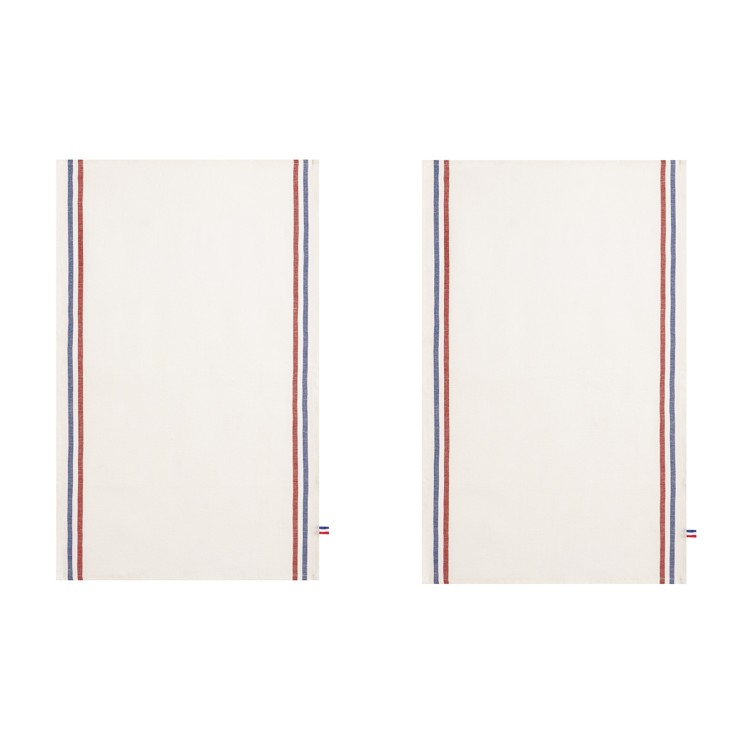 Lot de 2 torchons en pur lin, TRICOLORE