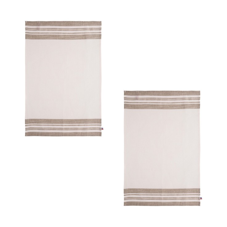 Lot de 2 torchons unis en lin, ALBATRE