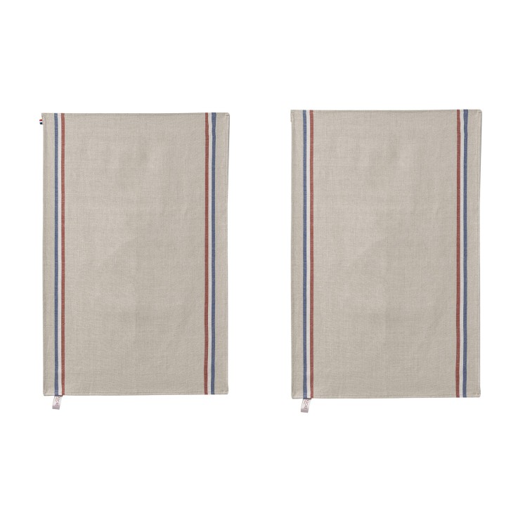 Lot de 2 torchons en pur lin, TRICOLORE