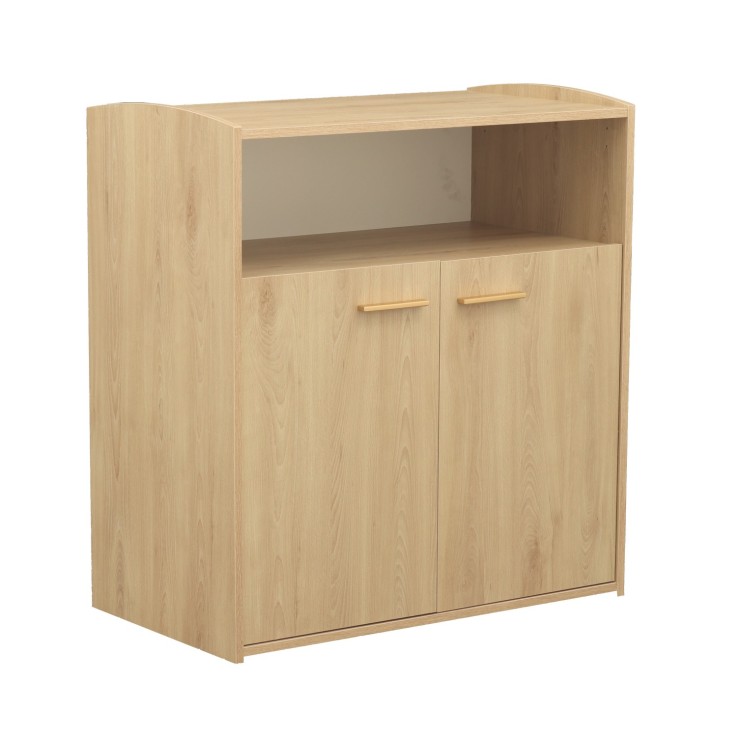Commode à langer 2 portes et une niche décor bois hêtre