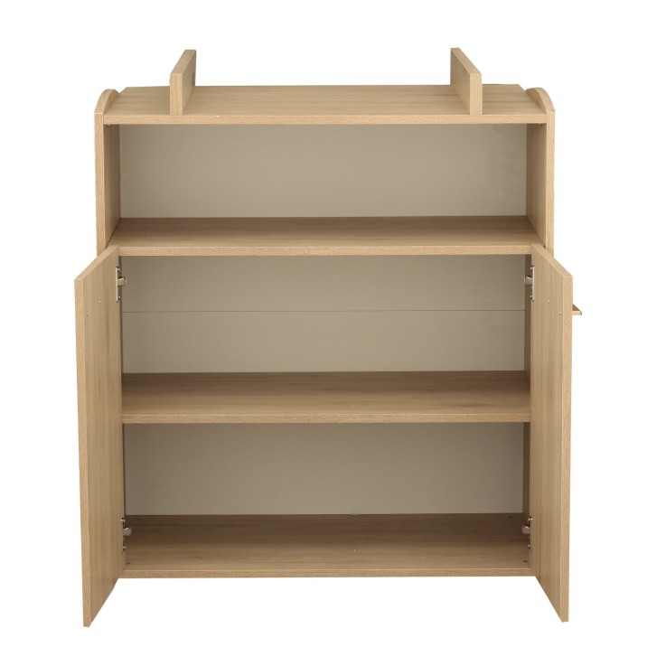 Commode à langer 2 portes et une niche décor bois hêtre