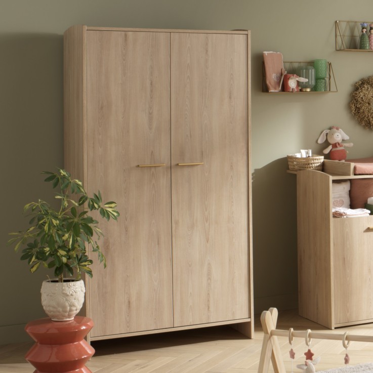 Armoire 2 portes décor bois hêtre 91 x 176 x 57 cm