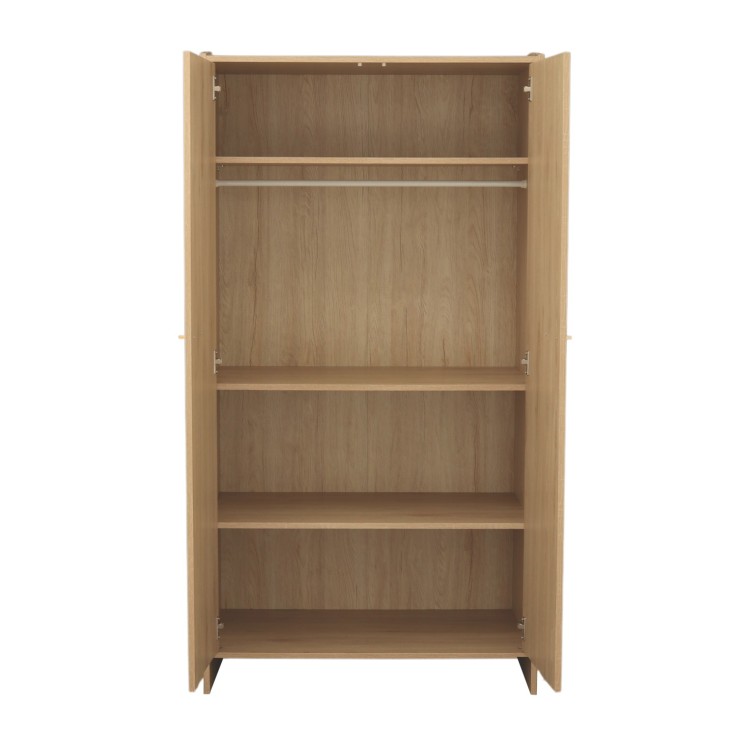 Armoire 2 portes décor bois hêtre 91 x 176 x 57 cm