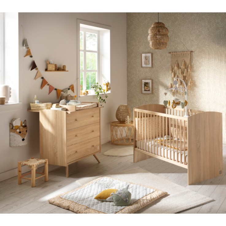 Chambre bébé Access, Lit 60x120 et Commode à langer en bois