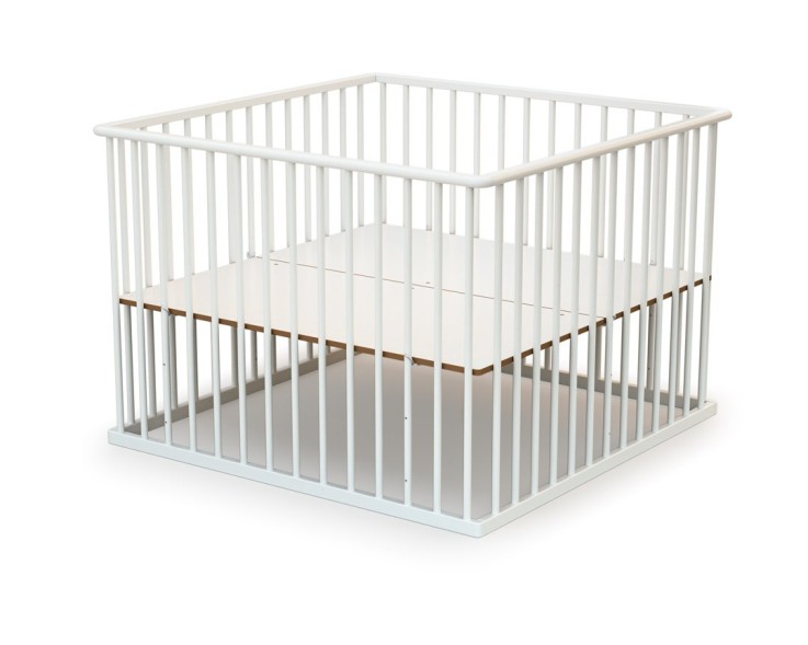 Parc bébé en bois Hêtre Brut 100 x 100 cm CUBO