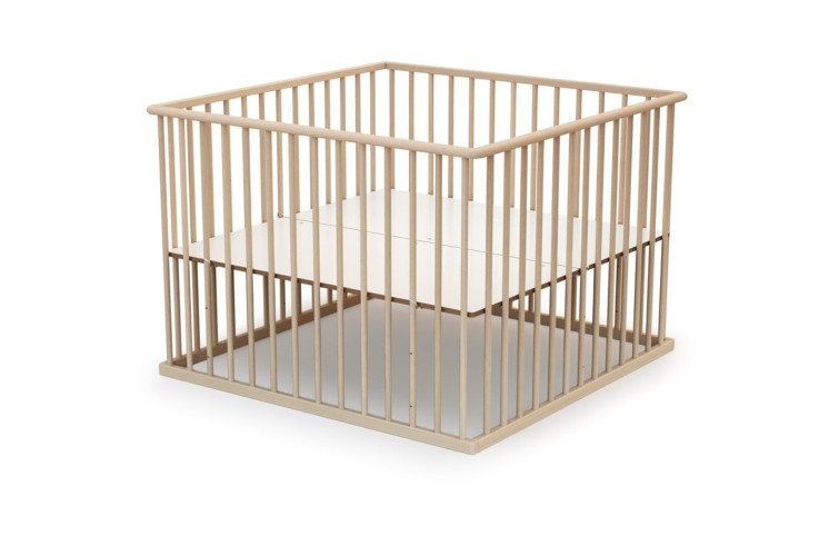 Parc bébé en bois Hêtre Brut 100 x 100 cm CUBO