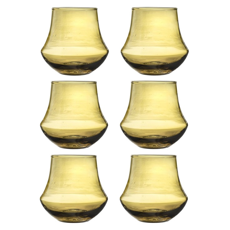 Lot de 6 verres à dégustation 28 cl recyclé soufflés bouche - Nour Ambre
