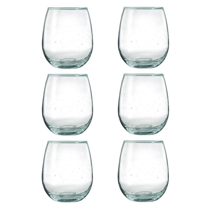 Lot 6 gobelets 30 cl en verre recyclé soufflés bouche - Nour