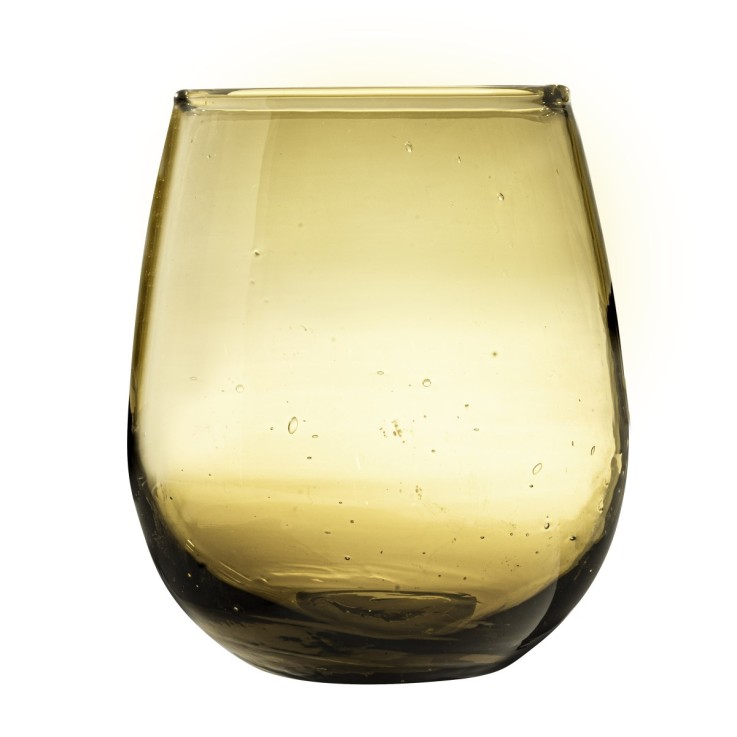 Lot 6 gobelets 30 cl en verre recyclé soufflés bouche - Nour Ambre