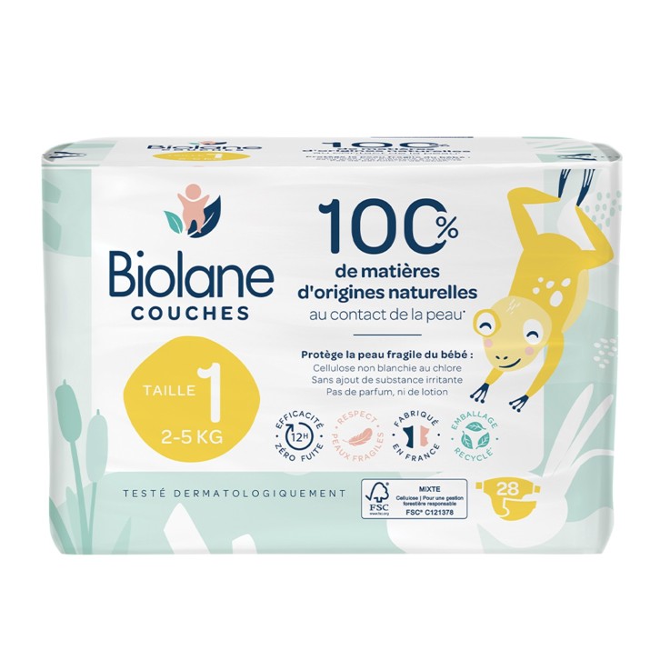 Couches taille 1 Biolane - 28 couches - 2 à 5 kg