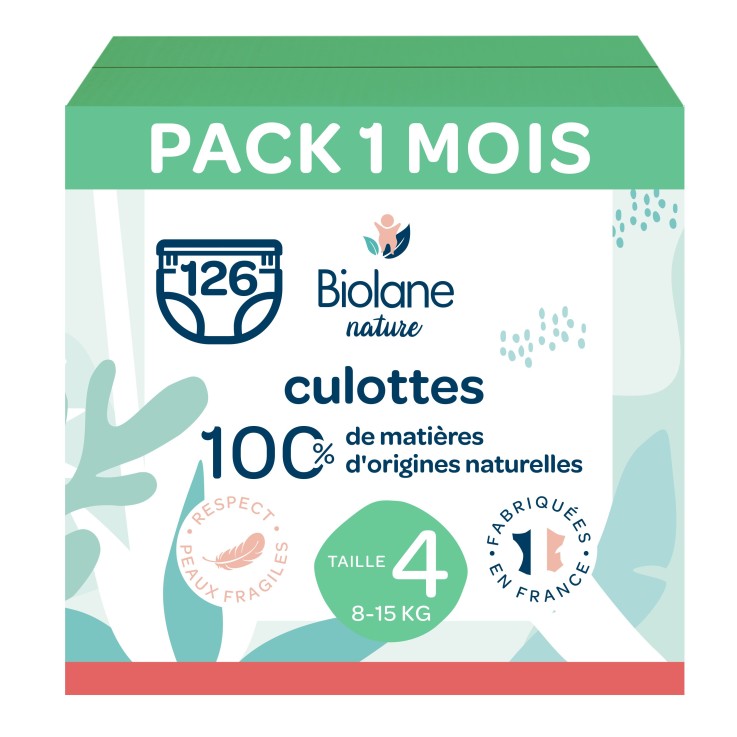 Pack couches-culottes taille 4 Biolane - 126 couches - 8 à 15 kg